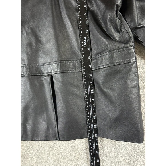 KC Collections Leather Jacket Womens M Black Collar Pockets Hook &‎ Loop Closure - Picture 9 of 10